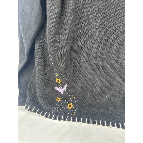 VTG Holiday Editions Halloween Sweater Vest Women XL Black Jack O Lantern Bats - Picture 7 of 14